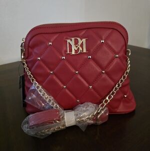 Badgley Mischka Red Quilted Crossbody Bag